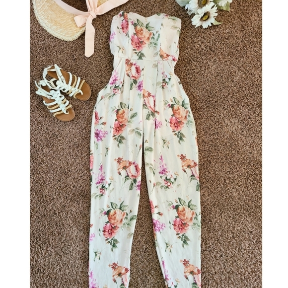 Pants - Floral silk romper